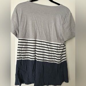Maurices Gray, White & Navy Striped Colorblock Tee